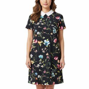 Zara Trafaulic Dress Womens S Black Floral Shift Jersey Twee MOD Academia Chic